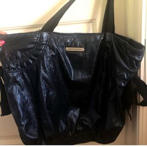 Juicy Couture Navy Shimmer Tote Bag sides bows ties